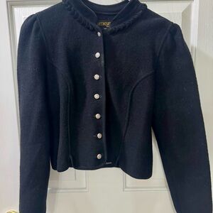 Black Fitted Blazer with High Collar